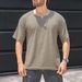 Men's Waffle-Knit Breathable Short-Sleeve T-Shirt – Summer Comfort Fit Crew Neck Tee For Casual & Active Wear_viptrois.com