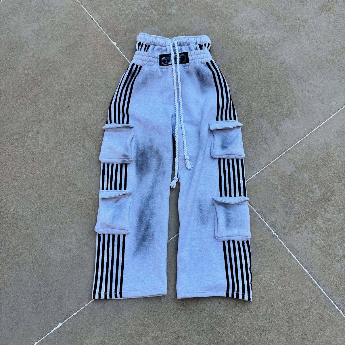 Women’s Cargo Pants – High Waist Casual Joggers With Striped Detail | Summer Streetwear, Loose Fit & Wide Leg (S-XL) – Black Utility Pants_viptrois.com
