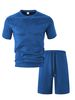 Men's Clothing Summer Thin Suede Casual Sports Short Sleeved T Shirt Set_viptrois.com