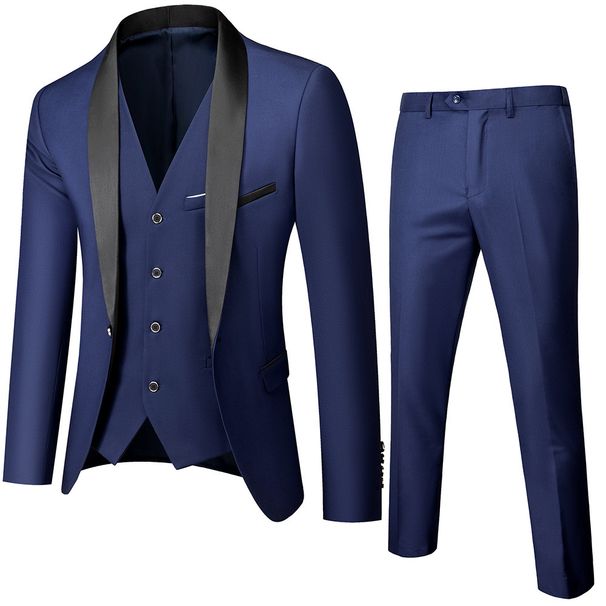Men's Clothing Men Suits Groom Best Man Suits Men's Graduation Three Piece Suit Green Collar_viptrois.com