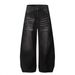Vintage Black Washed Distressed Jeans 90s Baggy Wide-Leg Denim Pants With Cat Whisker & Crooked Blade Wash, Streetwear High Waist Relaxed Fit_viptrois.com
