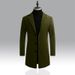 Autumn Winter New Wool Korean Style Slim Fit Mid-Length Trench Woolen Material Jacket Men's Coat_viptrois.com