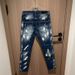 Men's Slim Fit Blue Distressed Jeans – Stylish Ripped & Stitched Denim Pants (Mid-Rise, Straight Leg, Casual & Streetwear)_viptrois.com