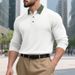 Men’s Ribbed Knit Polo Shirt – Relaxed Fit Long Sleeve Button-Up Casual T-Shirt (S-XXXL, French Textured Fabric)_viptrois.com
