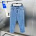Men's Clothing Blue Washed Jeans Tapered 3D Cut Fashion Casual Denim Pants _viptrois.com