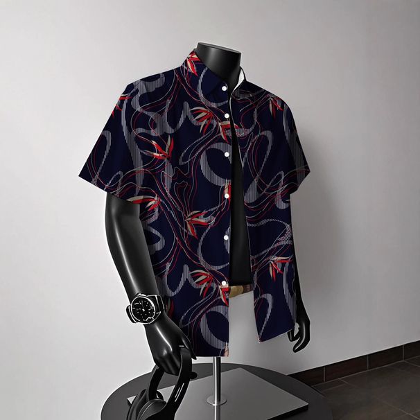 New 2026 Ice Silk Beach Flower Shirt Short Sleeve Men's Summer Beach Vacation Men's Clothing_viptrois.com