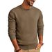 Loose Solid Color Pullover Long Sleeved Sweater Men's Base Shirt Round Neck Inner Knit Sweater_viptrois.com