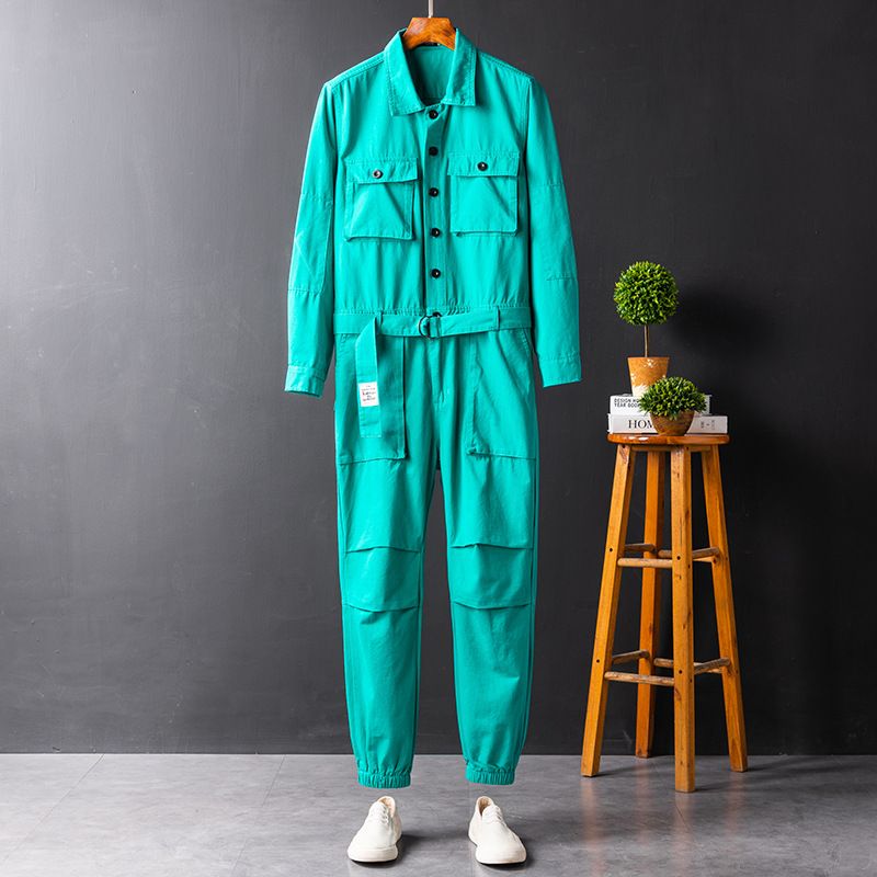 Men's Clothing one piece jumpsuit suit men's trendy bar performance clothing dance leggings overalls jumpsuit bright red_viptrois.com