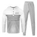 "Men's Waffle-Knit Hoodie & Jogger Set - Striped Casual Loungewear (S-3XL)"_viptrois.com