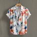 Men's Short Sleeve Shirt With Tie-Dye Lotus Print - Casual Button Up Shirt, Breathable Polyester, Slim Fit_viptrois.com