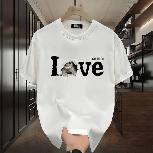 Men's Clothing Pure Cotton Handsome Youth Short Sleeved T Shirt Street Loose T-Shirt_viptrois.com