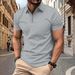 Men's Solid Color Polo Shirt Short Sleeve Zipper Collar Tshirts &for Men Summer Turn-Down Streetwear New Male Jogger Tops_viptrois.com