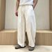 Men's Cotton Linen Straight Wide Leg Pants All Season Casual Retro Breathable Long Trousers plus Size_viptrois.com