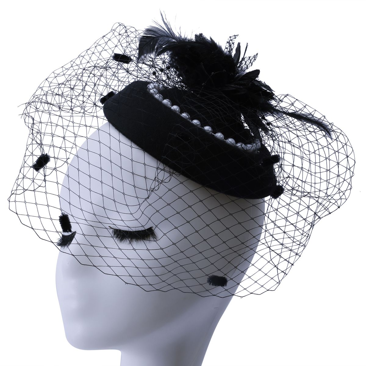 Cheongsam Headdress Shanghai Night Socialite Accessories Republican Bride Small Hat Retro Feather Hair Accessories_viptrois.com