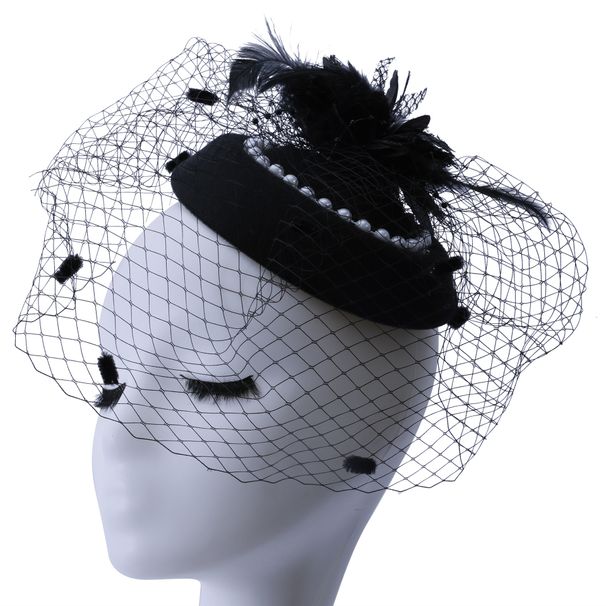 Cheongsam Headdress Shanghai Night Socialite Accessories Republican Bride Small Hat Retro Feather Hair Accessories_viptrois.com