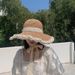 Women's Straw Hat Style Versatile Japanese Summer Thin Breathable Lace Lace Hollow Small Fresh Windproof Rope_viptrois.com