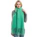 Unisex Women's shawl long fringe coarse beard grass green thick solid color scarf_viptrois.com