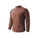Men's Solid Color Casual Double-Sided Velvet Round Neck Zip-Up Long Sleeve T-Shirt Warm Layering Base_viptrois.com