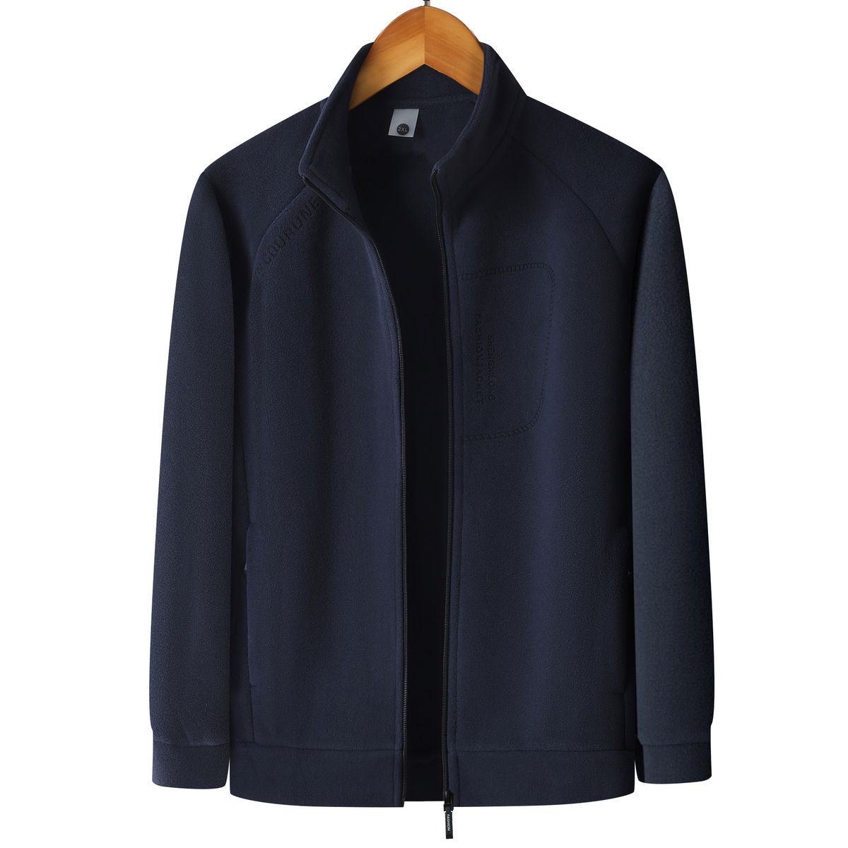 Men's Stand Collar Fleece Jacket – Premium Polar Fleece Outerwear For Business Casual & Outdoor (Black/Blue/Grey/Khaki/Green, XL-5XL)_viptrois.com