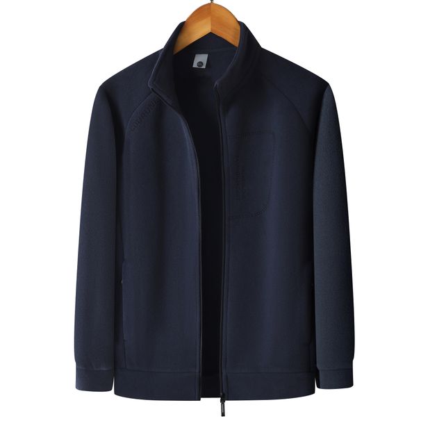Men's Stand Collar Fleece Jacket – Premium Polar Fleece Outerwear For Business Casual & Outdoor (Black/Blue/Grey/Khaki/Green, XL-5XL)_viptrois.com