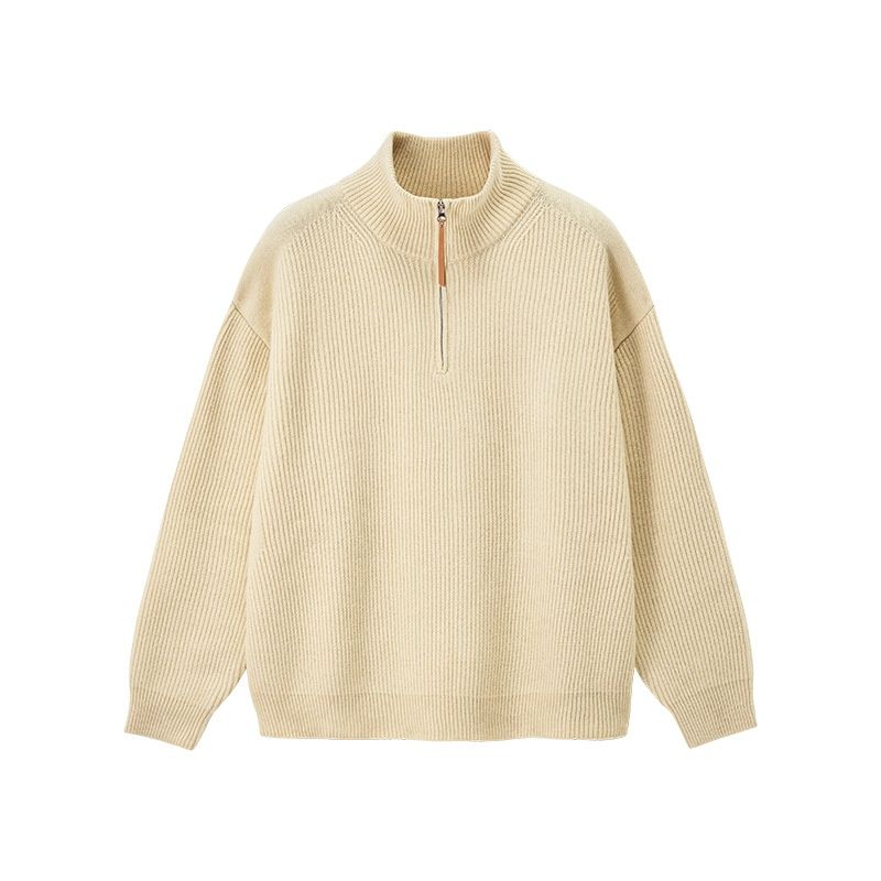 Nordmann 001 Jie Zhan Men's Clothing | Half-Zip Turtleneck Sweater 25 Winter New Vintage Street Style Old Money Loose Casual Top_viptrois.com
