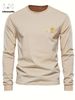 Men's Long Sleeved Round Neck Black T-shirt Top Loose 100 Cotton King Print_viptrois.com