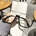 New Large Square Frame Anti Blue Light Glasses Korean Style Personality Double Beam Half Frame Glasses Frame Fashion Plain Plain Glasses_viptrois.com