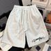 Men's Clothing Men's Style English Print Elastic Drawstring Shorts Loose Breathable Outerwear Sports Summer For Formal & Casual_viptrois.com