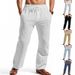 Men's Clothing Linen Summer Trousers Beach Pants Drawstring Vertical Stripes Straight Breathable Casual Trousers Men's Trousers_viptrois.com
