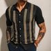 Men's Clothing Men's Summer Striped Jacquard Sweater Short Sleeved Cardigan Casual POLO Shirt SY0141_viptrois.com