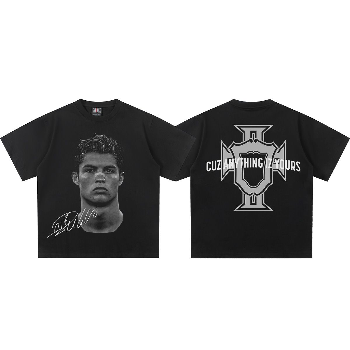 Cross-border 2025 C. Ronaldo Heavy-duty Short-sleeve T-shirt, 300g Direct-print, Unisex, American Retro Street Vintage_viptrois.com
