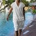 Men's Clothing New Casual Jacquard Knitted Summer Loose Sleeveless T-shirt Shorts Suit Men_viptrois.com