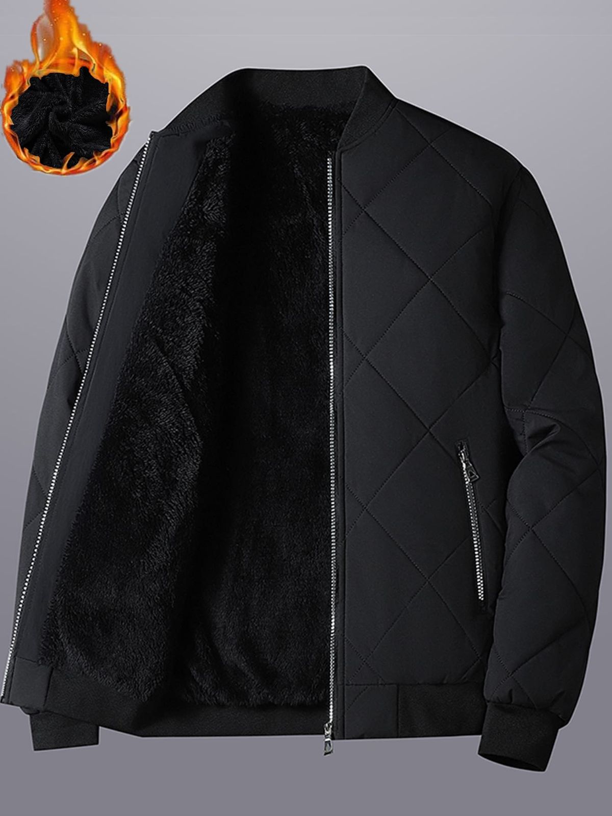 Men's Winter Baseball Jacket Fleece Lined Cotton Coat Slim Fit Casual Outerwear For Teens & Adults_viptrois.com