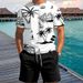 Summer Men's Printed Shorts Short Sleeves Casual Beach Suit_viptrois.com