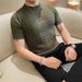 Wholesale Summer New Knitted Ice Silk Men's Short-sleeved T-shirt Korean Version Slim-fit Round Neck T-shirt Thin T-shirt Half-sleeved_viptrois.com