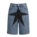Men's Clothing Denim Shorts Street Fashion Loose Contrast Color Five Pointed Star Patch New Style Shorts_viptrois.com