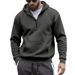 Men's Fleece-Lined Hooded Zip-Up Sweatshirt - Winter Casual Sporty Pullover With Color Block Design (Navy, Black, Army Green, Iron Gray)_viptrois.com