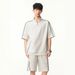 Men's Premium Sporty Polo Shirt & Shorts Set, Lightweight Breathable Fabric, Stand Collar With Striped Design For Casual Street Style_viptrois.com