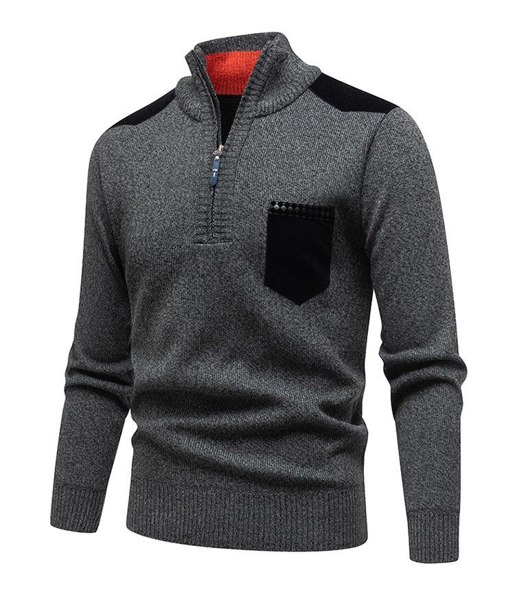 Men's Clothing Half Zip Stand Collar Sweater Pullover Jacket Autumn And Winter New Fashion Sweater Casual All Match Knitted Sweater_viptrois.com
