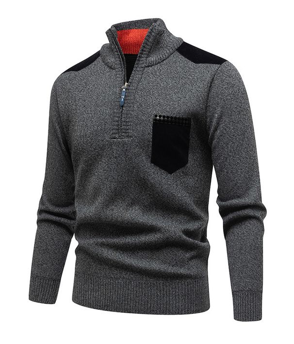 Men's Clothing Half Zip Stand Collar Sweater Pullover Jacket Autumn And Winter New Fashion Sweater Casual All Match Knitted Sweater_viptrois.com