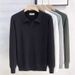 New Polo Shirt With Collar And Long Sleeves, Knitted Sweater, Men's Slim Fit_viptrois.com