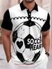 Polo Uomo Taglio Dritto Nero Bianco Tessuto Morbido Patchwork Contrasto Stampa Calcio Retrò Distressed Partite Casual_viptrois.com