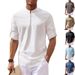 Men's Solid Color Pullover Henley Shirt Cotton Stand Collar Long Sleeve Shirt_viptrois.com