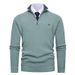 Men's Thermal Knit Sweater, Half-Zip Stand Collar, Vertical Ribbed Design, Thickened Winter Warm Pullover, Business Casual & Streetwear Fashion_viptrois.com
