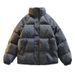 Trendy Couple's Vintage-Inspired Puffer Jacket - Winter-Ready Thickened Quilted Coat With Stand Collar For Casual Wear_viptrois.com