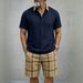 Men's Clothing Men's Summer Shirt And Plaid Shorts Set Casual Two-Piece Outfit Style For Formal & Casual_viptrois.com