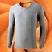 Men's Clothing Fleece Lined Thermal Underwear Thermal Underwear Long Sleeve T-Shirt Winter Fleece Lined Warm Base Layer Slim Fit Round Neck Top_viptrois.com