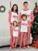 Christmas Red and white striped letter color matching Christmas family dress printed home dress pajamas_viptrois.com
