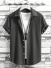 Men's Clothing Men's New Short Sleeved Shirt Solid Color Fashionable And Comfortable Vacation Leisure Wrinkled Men's Short Sleeved Shirt_viptrois.com