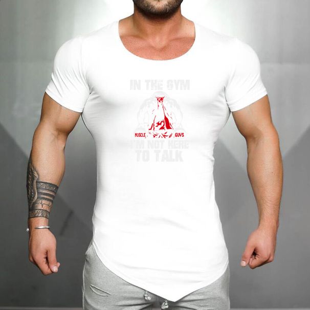 Foreign Trade Fitness Top, Slim-fitting Elastic Bottoming Shirt, Cotton Sweat-absorbing And Breathable Short-sleeved T-shirt, Bodybuilding_viptrois.com